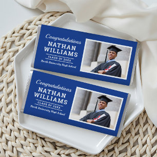 Modern Blue Photo Congratulations Grad Hershey Bar Favors