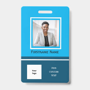 Modern blue photo employee badge ID employee card