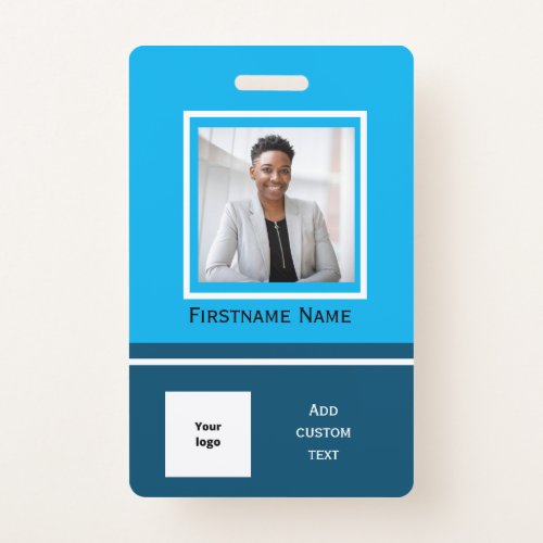 Modern blue photo employee  badge ID employee card