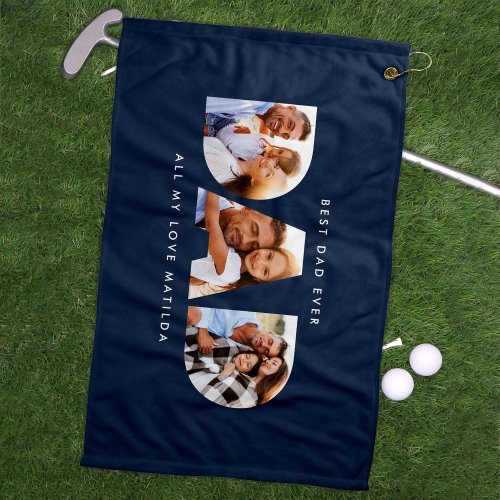 Modern Blue Photo Golf Personalized Gift for Dad Towel