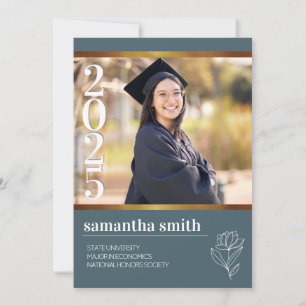 Modern Blue Photo Graduation Invitation