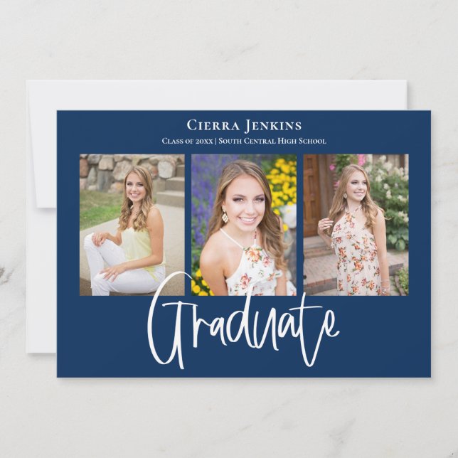 Modern Blue Photo Graduation Party Invitation (Front)