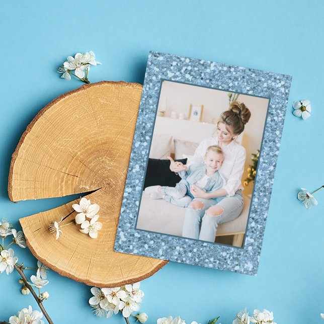 Modern blue Photo Mother's Day Holiday Card (Creator Uploaded)