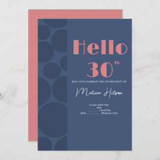 Modern Blue & Pink Birthday Invitation