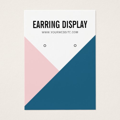 Modern blue pink colorblock logo earring display