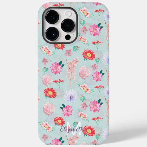 Modern Blue Pink Garden Floral Case_Mate iPhone 14 Pro Max Case