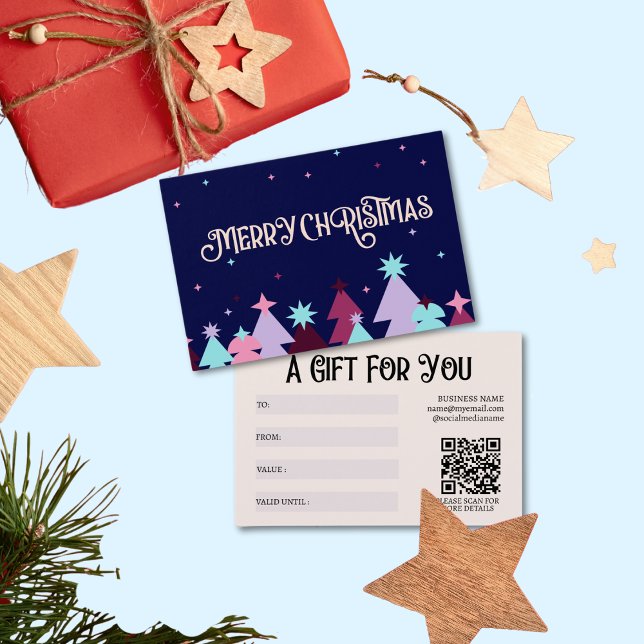 Modern Blue Pink Merry Christmas Gift Card (Creator Uploaded)