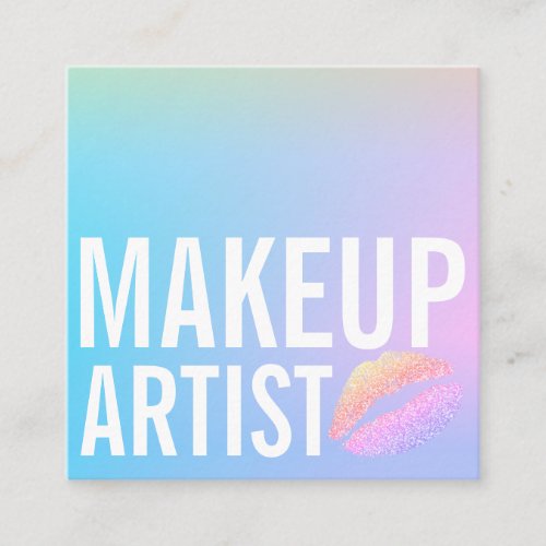 Modern blue pink purple gradient makeup beauty square business card