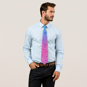 Modern Blue & Pink Shiny Diamond Pattern Neck Tie
