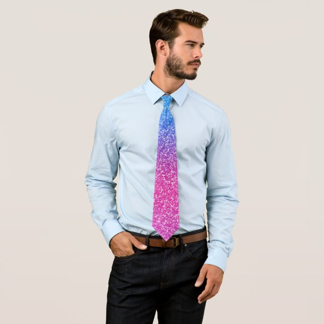 Modern Blue & Pink Shiny Diamond Pattern Neck Tie (In Situ)