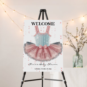 Modern Blue & Pink Tutu Glitter Baby Shower Foam Board
