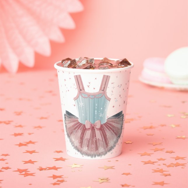 Modern Blue & Pink Tutu Glitter Baby Shower Paper Cups (Insitu)