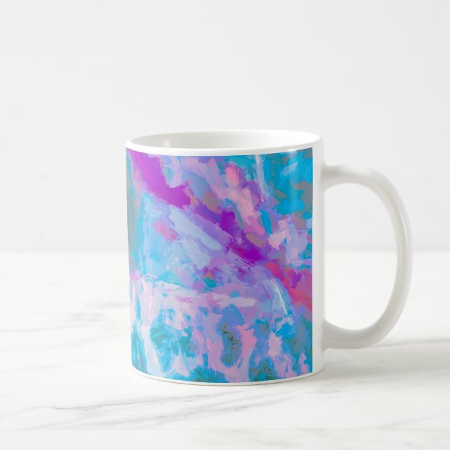 Modern Blue Pink White Abstract Watercolor Coffee Mug (Right)