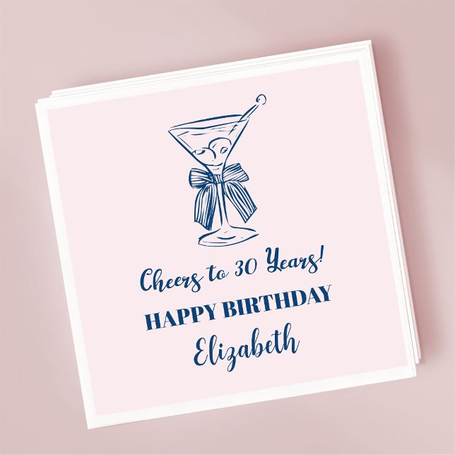 Modern Blue&PinkCheers to 30 years Birthday Napkin (Creator Uploaded)