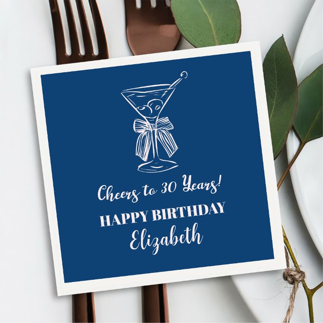 Modern Blue&PinkCheers to 30 years Birthday Napkin (Creator Uploaded)