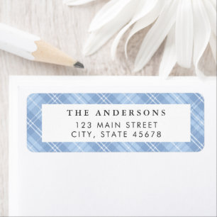 Modern Blue Plaid Return Address Label