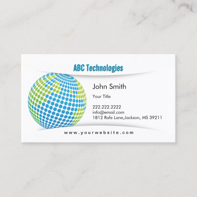Modern Blue Planet Technoloy Business Card (Front)