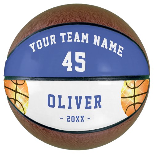 Modern Blue Player Kids Personalized Basketball