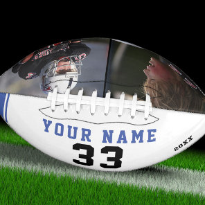 Modern Blue Player Name Number 2 Photo Collage Foo Football