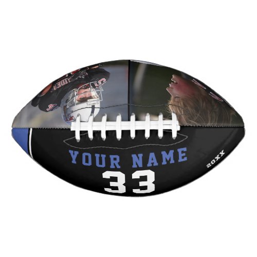 Modern Blue Player Name Number 2 Photo Collage Football