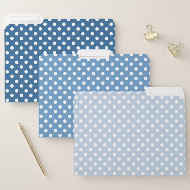 Modern Blue Polka Dot File Folder (Set)