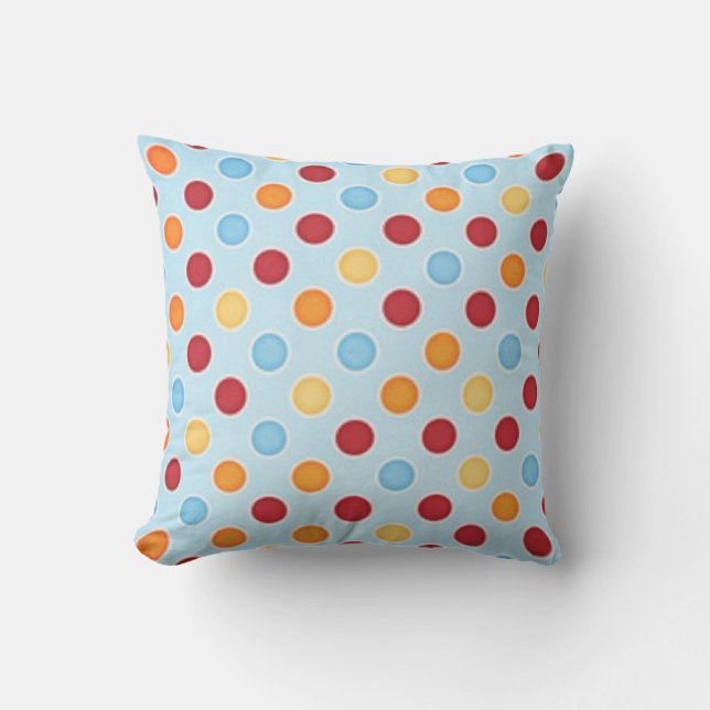 Modern Blue Polka Dot Outdoor Pillow (Front)