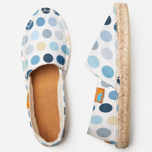 Modern Blue Polka Dot Pattern Espadrilles (Side)