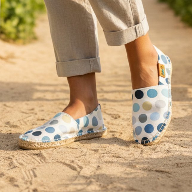 Modern Blue Polka Dot Pattern Espadrilles (Creator Uploaded)
