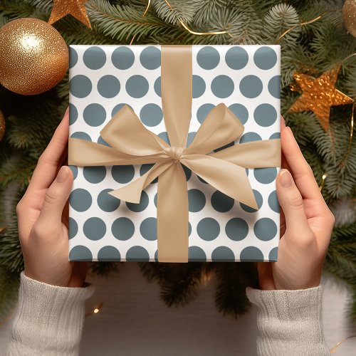 Modern Blue Polka Dots Christmas Wrapping Paper