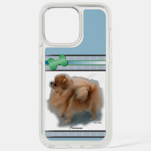 Modern Blue Pomeranian Dog Art iPhone 15 Pro Max Case
