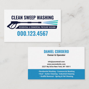 Modern Blue Power Wash Cleaning Business Card