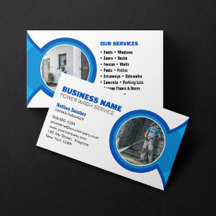 Modern Blue Power Wash Pressure Washing Business Card