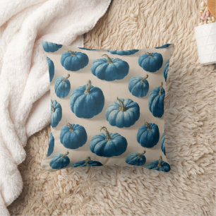 Modern Blue Pumpkin Fall Design Throw Pillow