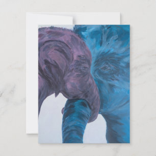 Modern Blue & Purple Elephant Expressionist Note Card