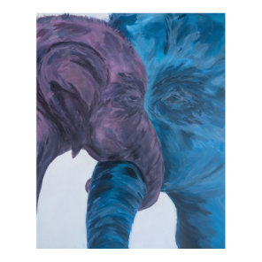 Modern Blue & Purple Elephant Expressionist Poster