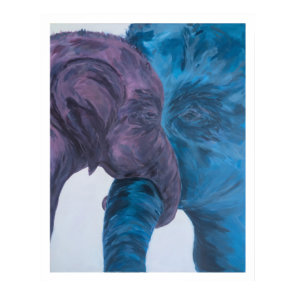 Modern Blue & Purple Elephant Expressionist Poster