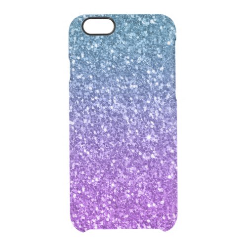 Modern Blue  Purple Faux Glitter 4 Clear iPhone 66S Case
