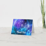 Modern Blue Purple Galaxy Bat Bar Mitzvah Folded Thank You Card<br><div class="desc">Create your own cool bat bar mitzvah thank you cards on a unique, blue and purple galaxy themed DIY template. This universe design features watercolor nebula art by Raphaela Wilson in a dark night sky aglow with stars. The Jewish Star of David and space spiral are optional, and you can...</div>