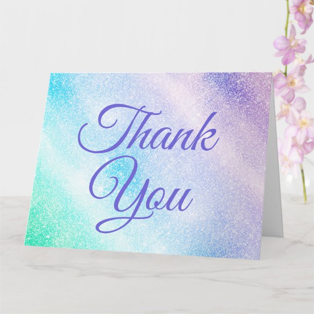 Modern Blue Purple Glitter Ombre Glam Design Card (Orchid)