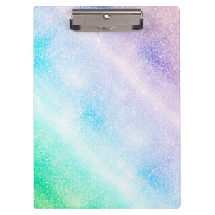 Modern Blue Purple Glitter Ombre Glam Design Clipboard