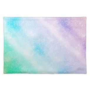 Modern Blue Purple Glitter Ombre Glam Design Cloth Placemat