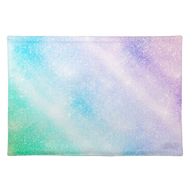 Modern Blue Purple Glitter Ombre Glam Design Cloth Placemat (Front)
