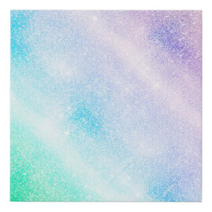 Modern Blue Purple Glitter Ombre Glam Design Faux Canvas Print