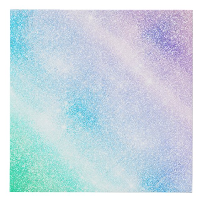 Modern Blue Purple Glitter Ombre Glam Design Faux Canvas Print (Front)