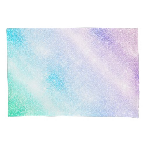 Modern Blue Purple Glitter Ombre Glam Design Pillow Case