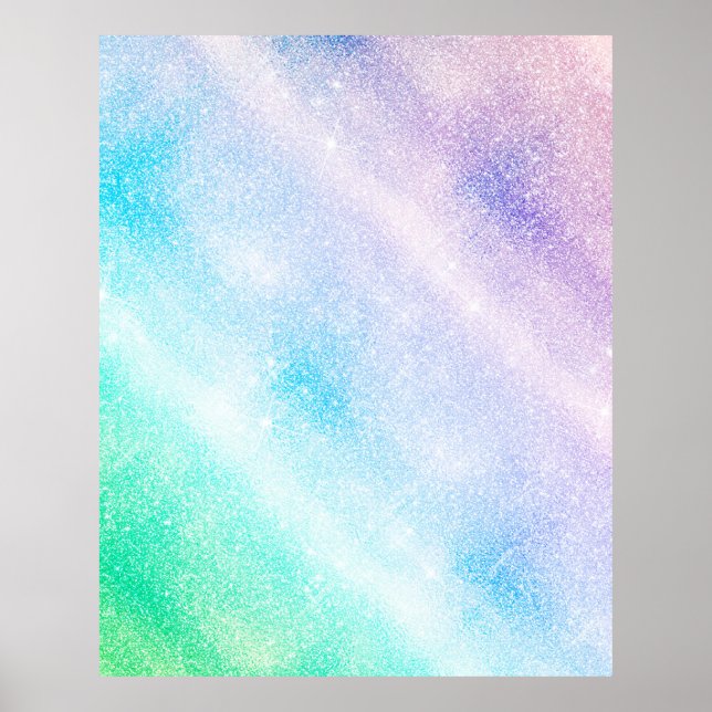 Modern Blue Purple Glitter Ombre Glam Design Poster (Front)