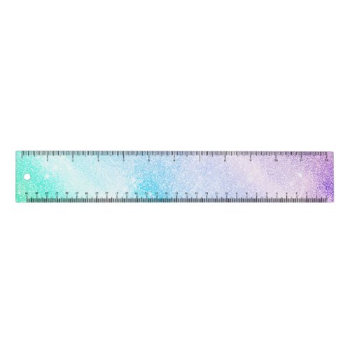 Modern Blue Purple Glitter Ombre Glam Design Ruler