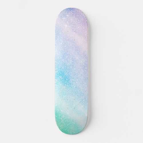Modern Blue Purple Glitter Ombre Glam Design Skateboard