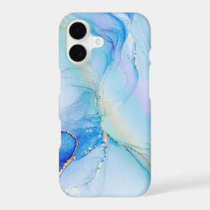 Modern Blue Purple Gold Marble Alcohol Ink iPhone 17 Case