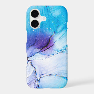 Modern Blue Purple Gold Marble Alcohol Ink iPhone 17 Case